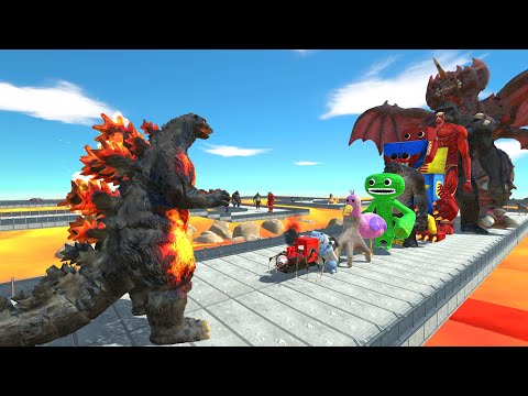 Godzilla Burning vs King Kong LAVA DEATH RUN - Animal Revolt Battle Simulator