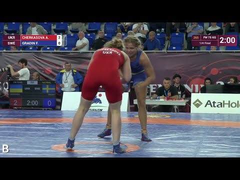 1/4 FW - 75 kg: A. CHERKASOVA (UKR) df. F. GRADIN (SWE), 8-0