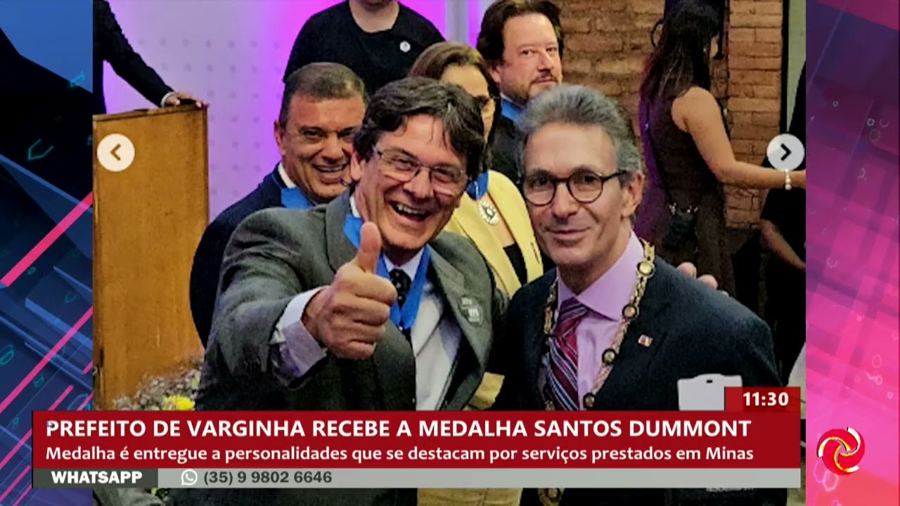 Prefeito de Varginha, Leonardo Ciacci, recebe a medalha Santos Dummont