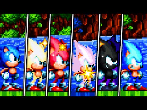 EVOLUTION OF SONIC FORMS IN SONIC MANIA (DARK,SUPER,HYPER,LIGHTING AND MORE)