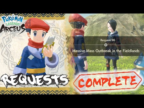 Pokemon Legends Arceus Request 96 Walkthrough "Massive Mass Outbreaks in the Fieldlands"