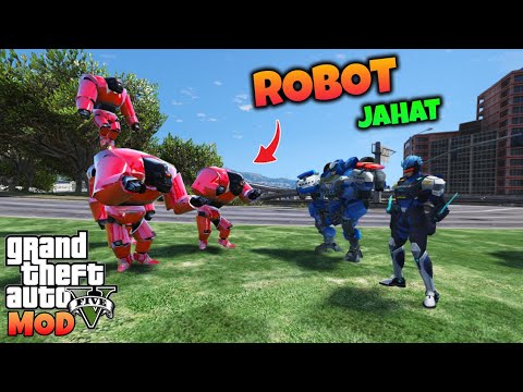 GTA 5 MOD JOHNSON DAN SABER DISERANG ROBOT JAHAT - GTA 5 MOD MOBILE LEGENDS