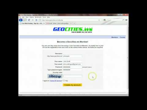 Geocities.ws Creating a new website