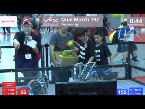 VEX Worlds 2016 - VRC High School - Engineering - Qual 192 (6135K 6740B) 185 vs 282 (7682E 169A)