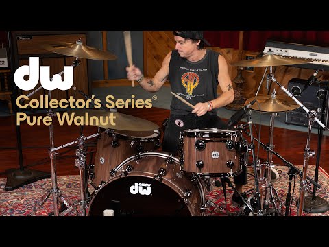~WOW!~ DW Collector's Series Pure Walnut 5-Piece 10/12/14/16/22 Drum Kit Set in Ebony Satin Oil with Black Nickel Hardware image 16