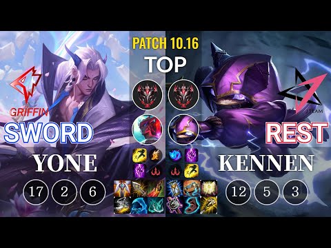 GRF Sword Yone vs JT Rest Kennen Top - KR Patch 10.16