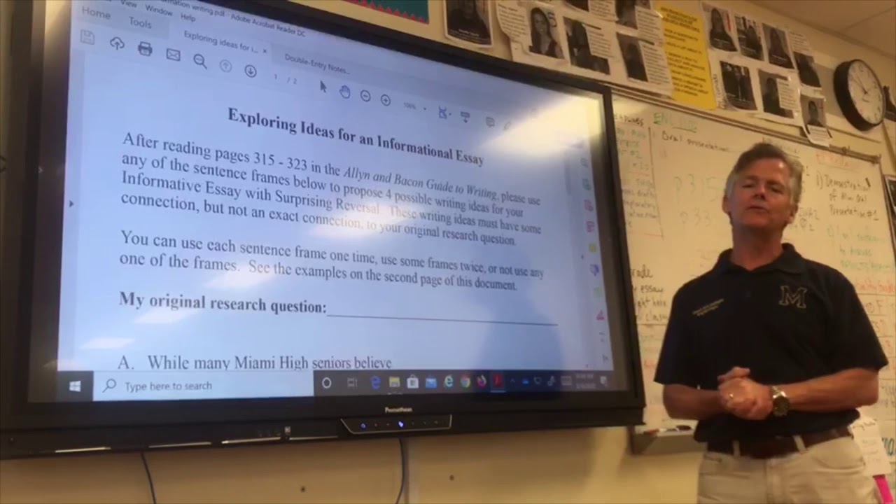 Pre-writing for the informative essay