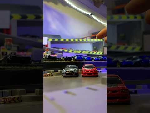 Nissan R35 vs mitsubishi launcher evolution | hot wheels #hotwheels #balapan #diecast