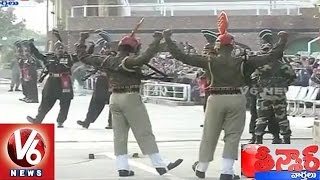 Independence Day Celebrations at Wagah Border | Teenmaar News - V6 News