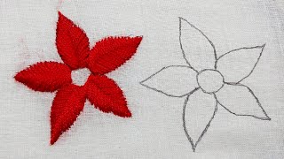 Fishbone Stitch || Khejur Pata Selai || Fishbone Lead Stitch || Hand Embroidery Flower Stitch