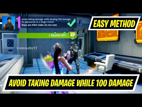Avoid taking damage while dealing 100 damage to opponents in a single match Fortnite