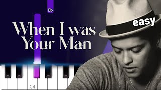 Bruno Mars - When I Was Your Man  ~  EASY PIANO TUTORIAL with lyrics