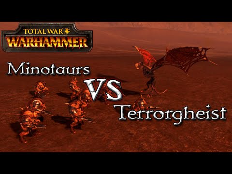 Minotaurs vs Terrorgheist - Total War: Warhammer - 1v1 Unit Battles