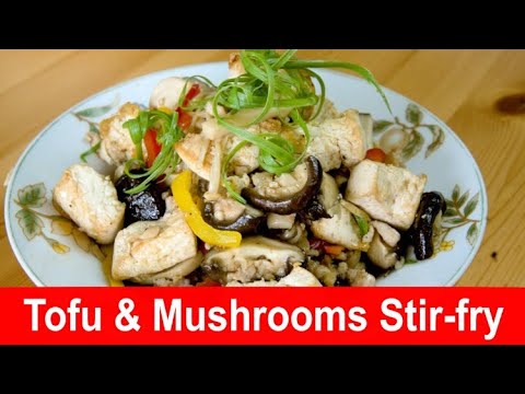 Tofu with mushrooms recipe (Stir-fry with minced chicken)