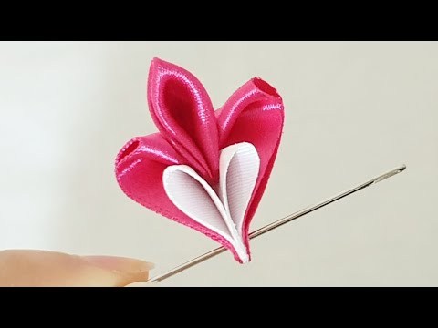 Super Easy Ribbon Flower Making - Hand Embroidery Amazing Trick with Ribbon - DIY Craft Ideas