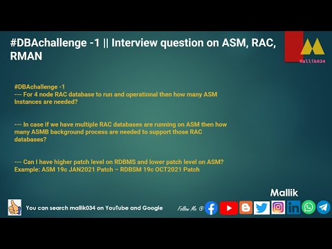 DBAchallenge 1 || Interview question on ASM RAC RMAN