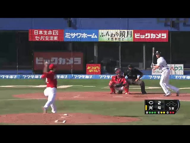 5回裏 マリーンズ・ハフマン タイムを取ったはずなのに!! 見逃し三振は不満です!! 2014/6/15 M-C