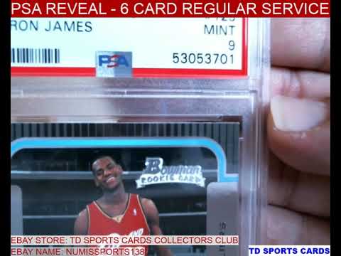 PSA REVEAL 6 CARD REGULAR SERVICE ORDER 2-5-2021 AND A PREVIEW LEBRON JAMES RC, JASSON DOMINGUEZ