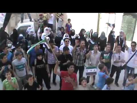 مظاهرة طلابية في حي الشيخ عنبر في مدينة حماة