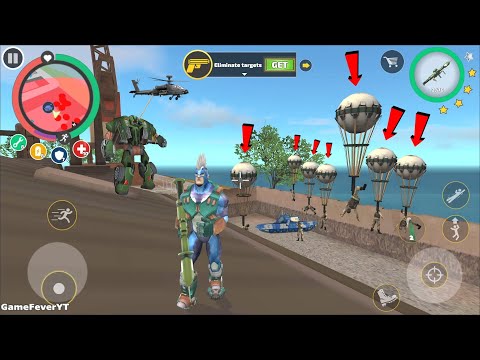 Rope Hero: Vice Town (Rope Hero Fly Helicopter on Mafia Container)ARMY BALLOON - Android Gameplay HD