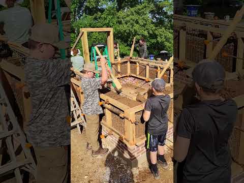 Cob Wall Building with Forms #naturalbuilding #construction #buildingourownhome