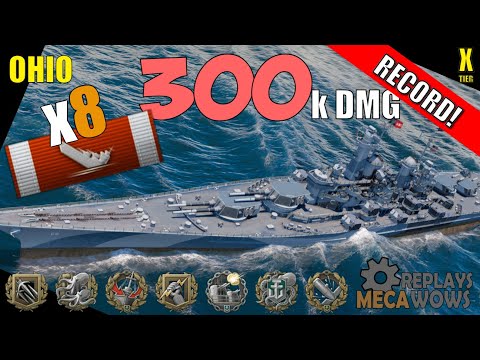 Battleship Ohio 8 Kills & 300k Damage | World of Warships Gameplay