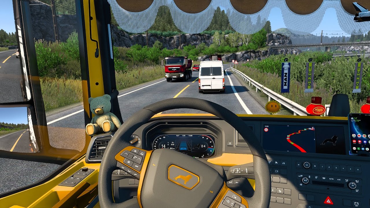 Euro Truck Simulator 2 [1.54] - MAN TG3 TGX Orange & Black Interior + Sound Mod | Ultra Settings