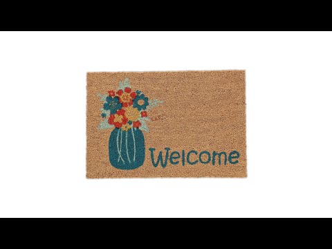 Paillasson coco «Welcome» Bleu - Marron - Rouge - Fibres naturelles - Matière plastique - 60 x 2 x 40 cm