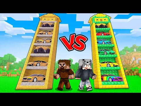 ZENGİN VS FAKİR ARABA KULESİ YARIŞI - Minecraft