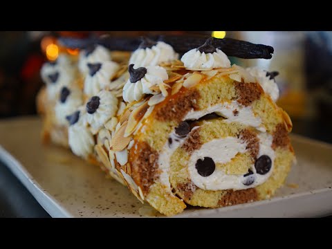 Vanilla‑Chocolate Yule Log with Mascarpone