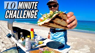 10-MINUTE Beachside Meal Challenge | Filet & Cook Fish Gyro