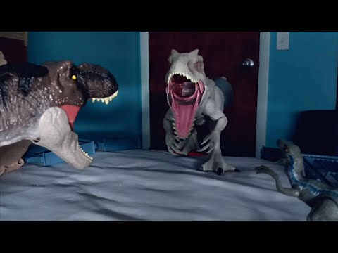 Remake Jurassic World Indominous rex vs T-Rex and Blue battle💥🦖💥🦖💢🦖
