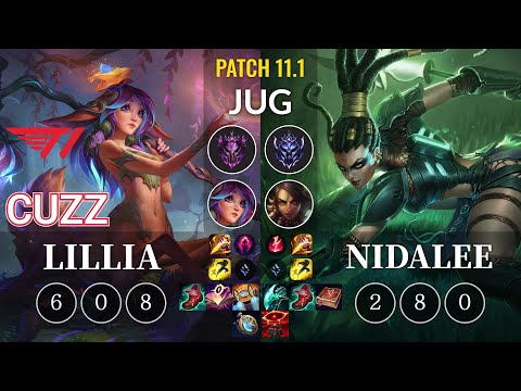 T1 Cuzz Lillia vs Nidalee Jungle - KR Patch 11.1