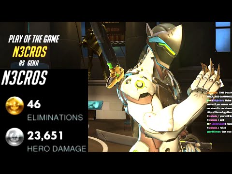 Best Genji Necros Goes Insane with - 46 elims! POTG! [ Overwatch Season 29 Top 500 ]