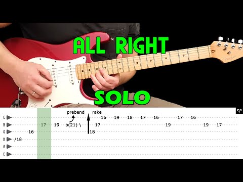 ALL RIGHT - Guitar lesson - Guitar solo (with tabs) - Christopher Cross - fast & slow version Video