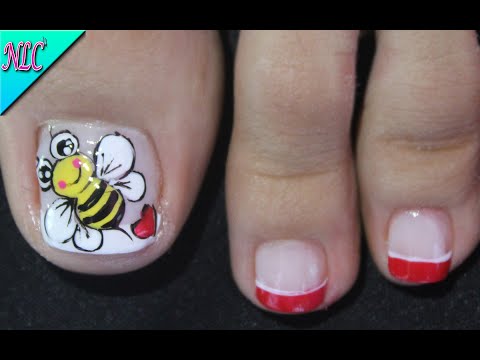 DISEÑO DE UÑAS PARA PIES ABEJITA Y FRANCÉS ¡muy fácil!  – FRENCH NAIL ART – NLC