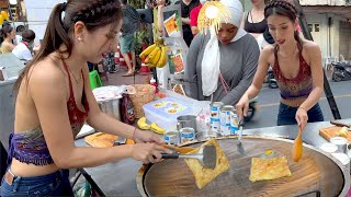 EGGS & BANANAS! 1 DAY OF WORK WITH MOST FAMOUS PUY ROTI LADY - THAI STREET FOOD ROTI LADY BANGKOK