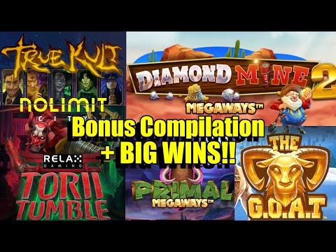 Thumbnail for video: Bonus Compilation + Community BIG WINS!! Nolimit City True Kult, Torri Tumble, Primal & Much More