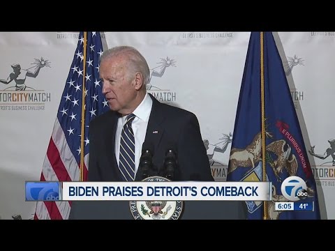 Vice President Joe Biden praises Detroit's comeback during Motor City Match