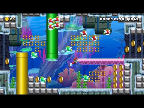 Super Mario Maker 2 -【W1 -4】Cheep Cheep Creek by teabags - No Commentary