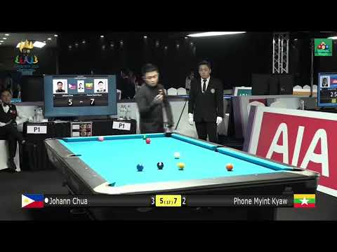 Sea Games 2023 -  Billiard - Johann Chua vs  Phone Myint Kyaw - Philippines vs Myanmar  - Part 2/5