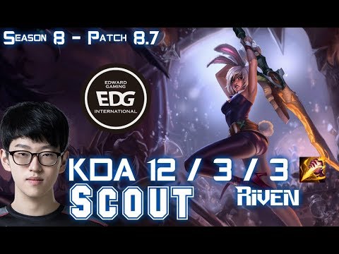 EDG Scout RIVEN vs LEE SIN Jungle - Patch 8.7 KR Ranked