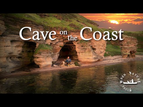 Tidal Cave Camp on Scotland's rugged coast.