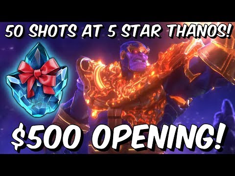 50x Greater Gifting Crystal Opening! - 50 Shots at 5 Star Thanos - Marvel Contest Of Champions