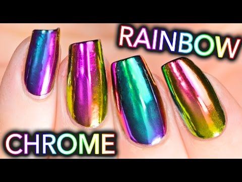 DIY RAINBOW CHROME Nails w/ NEW multi-chrome powder! NO GEL!