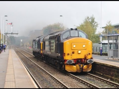 DRS Class 37s Nos 37409 and 37607 Thrash Through Prudhoe, Tyne Valley - 0M60 - 5th Nov 2015