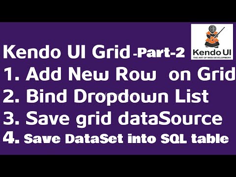 Add new row and save data using Kendo Grid | DropdownList bind inside Grid (Part-2) Video