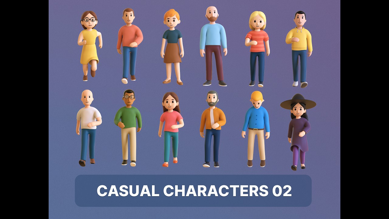 Stylized Casual Character Pack 12 Models – Game Ready Low Poly