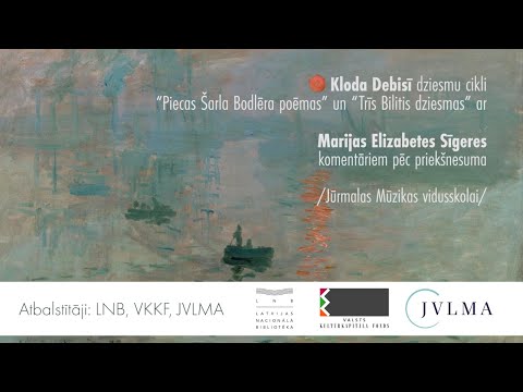 koncertlekcija “Dans les yeux d’une française / Pasaule … francūža acīm”, piedalās dziedātāja Marija Elizabete Sīgere (Francija) un pianists Toms Ostrovskis (Latvija)