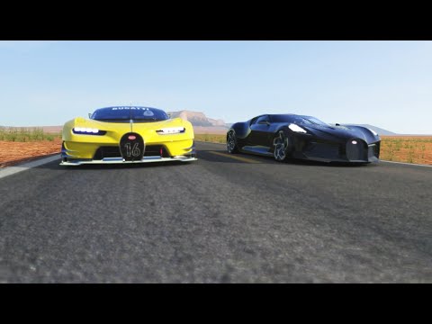 Bugatti Vision GT vs Bugatti La Voiture Noire at Monument Valley